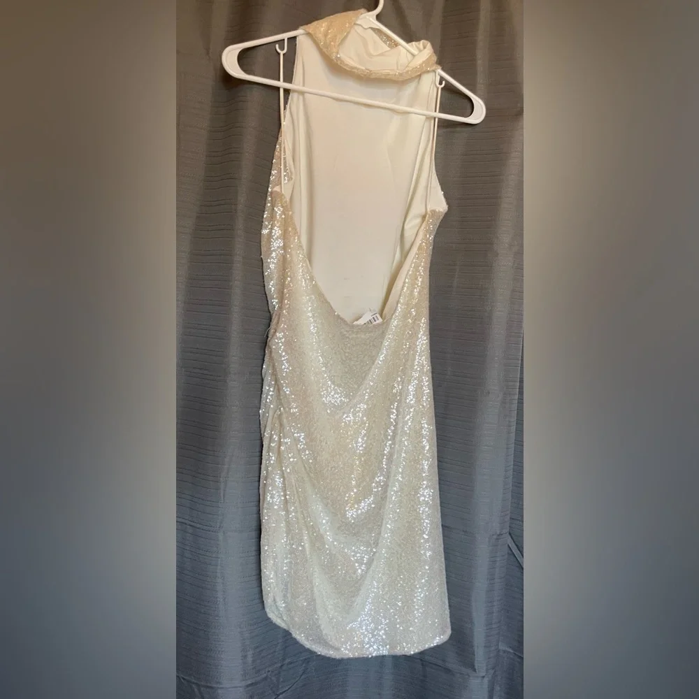 Amanda Uprichard cream sequined halter dress NWT (boutique) - Picture 9 of 10